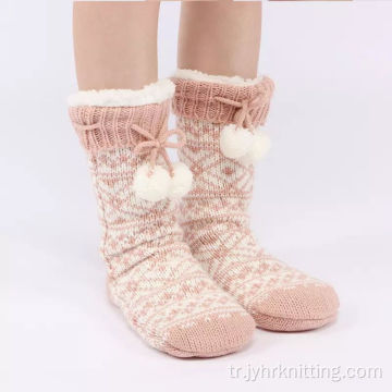 Kapalı Salon kalın sıcak rahat Noel terlik çorapları